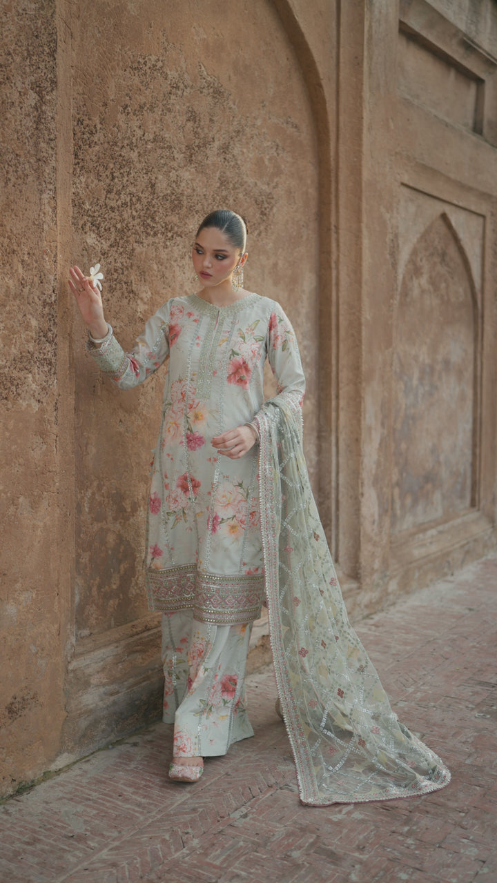 UE-311 Embroidered Raw Silk